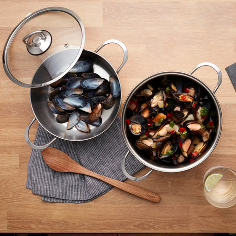 Karaca Love of Kitchen Stainless Steel Induction Mussel Pan, 20cm, Silver