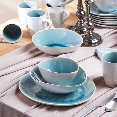 Karaca 30-Piece Reactive Glaze Dinner Set for 6 People, Turquoise