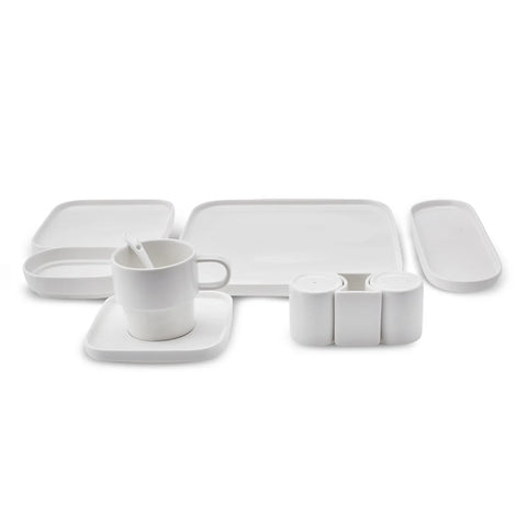 Karaca Cubique 35-Piece Porcelain Serveware Set for 6 People, White