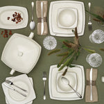 Karaca Zeyna 60-Piece Porcelain Dinner Set for 12 People, Cream