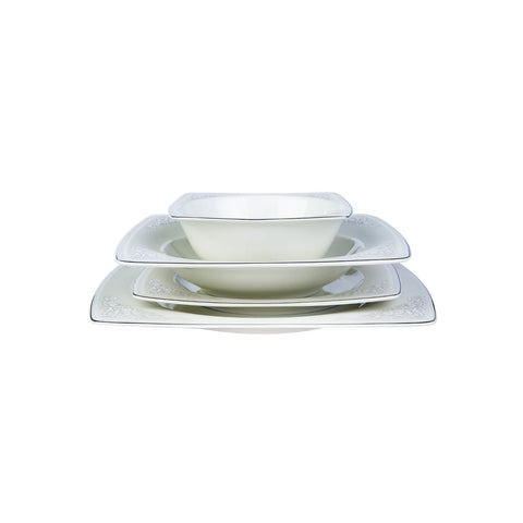 Karaca Zeyna 60-Piece Porcelain Dinner Set for 12 People, Cream