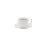 Karaca Nina 12 Piece Porcelain Espresso Turkish Coffee Cup for 6 People, 80ml, White Gold