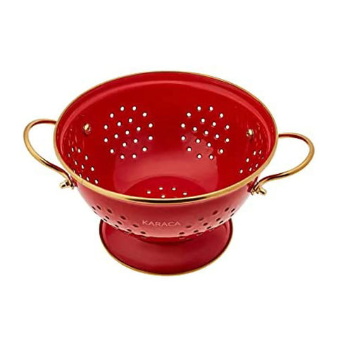 Karaca Troy Enamel Induction Colander, 22cm, Red Gold