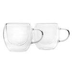 Karaca Double Wall Borosilicate Glass Esspresso Cup Set for 2 People, 80ml, Transparent