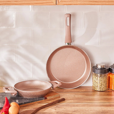 Karaca Rosegold Biogranite 2-Piece Non-Stick Pan Set, Rose Gold