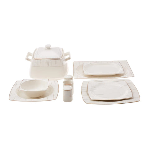 Karaca Batik 60-Piece Fine Cream Dinner Set for 12 People, Multi