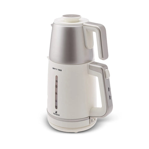 Karaca Berry Tea XL Tea Maker Kettle, 1700W, White Silver