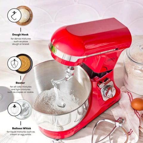 Cookplus Quick Chef Stand Mixer, 5L, 1000W, Red