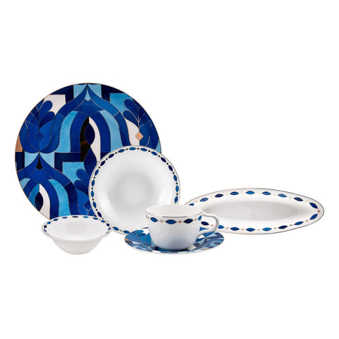 Karaca Fine Pearl Azur 26-Piece Serveware Set for 6 People, Multi