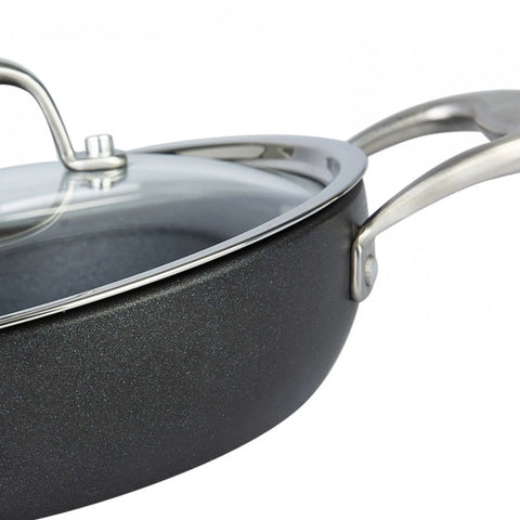 Karaca BioDiamond Pro Non-Stick Induction Shallow Stock Pot Set, 6 Piece, Black