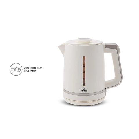 Karaca Berry Tea XL Tea Maker Kettle, 1700W, White Silver