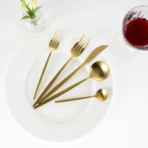 Karaca Orion 30-Piece Stainless Steel Cutlery Set for 6 People, Matte Gold