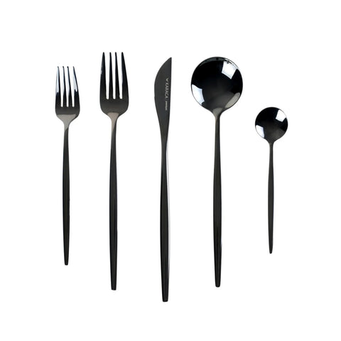 Karaca Orion 30-Piece Stainless Steel Cutlery Set for 6 People, Shiny Black