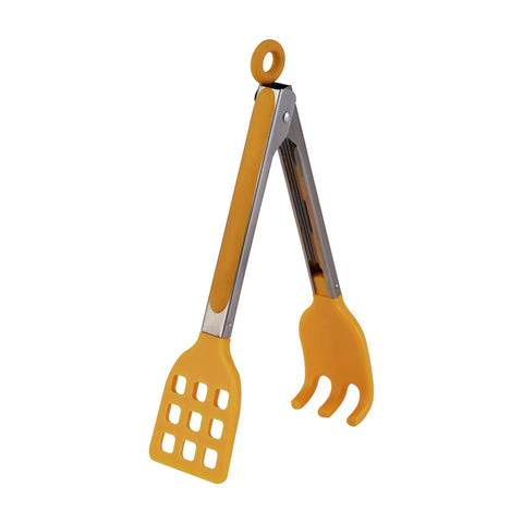 Crick Crack Waffle Tongs, 24.2cm, Orange Silver