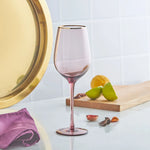 Karaca Azalea Wine Glass, 520ml, Purple Gold Transparent