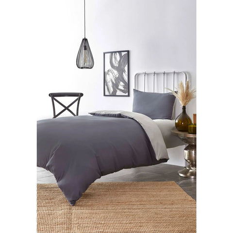 Karaca Home Duvet Cover Set, Single, Light Grey Dark Grey