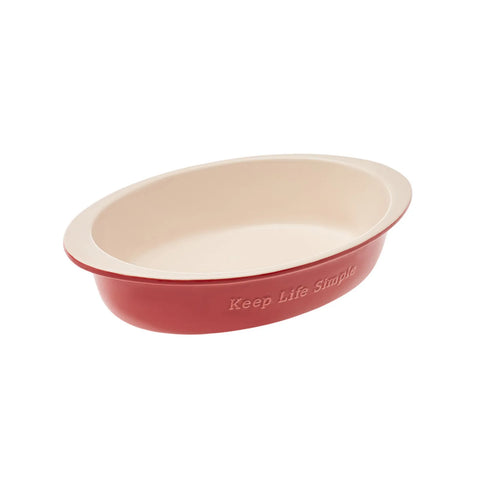 Karaca Elis Ceramic Oven Dish, 30cm, Red Cream