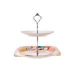 Karaca Zazu Porcelain 2-Tier Cake Stand, 26cm, Multi