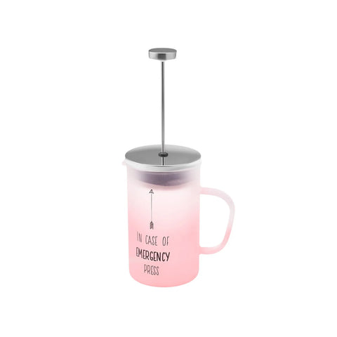 Karaca Emergency Glass French Press, 600ml, Pink Silver