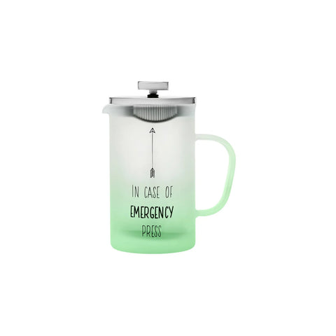 Karaca Emergency Glass French Press, 600ml, Green Silver