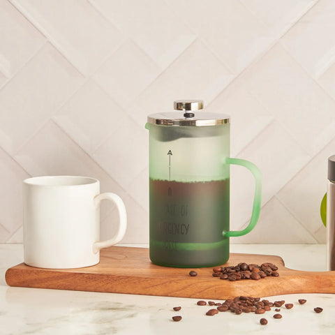 Karaca Emergency Glass French Press, 600ml, Green Silver