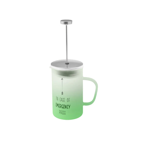 Karaca Emergency Glass French Press, 600ml, Green Silver