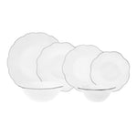 Karaca Lina 26-Piece Glass Dinner Set for 6 People, White Silver