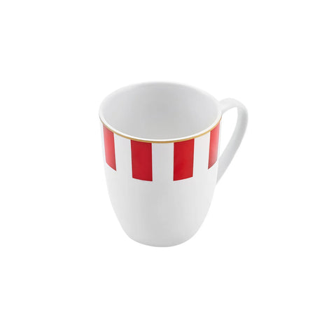 Karaca Circus Porcelain Mug, 330ml, Red White Gold