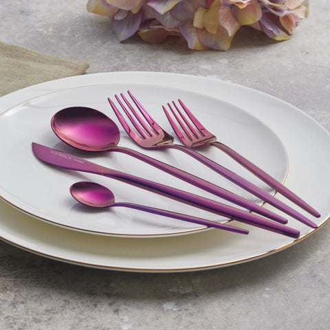 Karaca Orion 30-Piece Stainless Steel Cutlery Set for 6 People, Purple