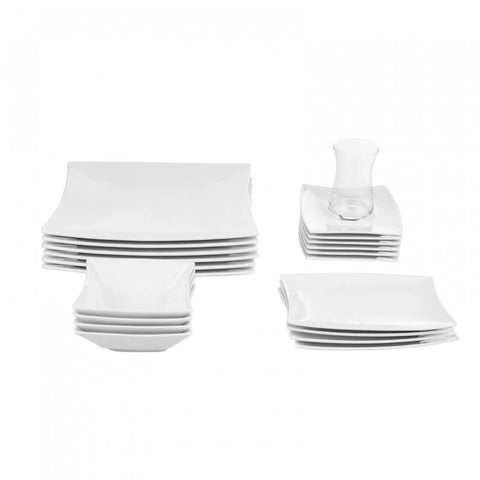 Karaca New Perfect 26-Piece Porcelain Serveware Set for 6 People, White