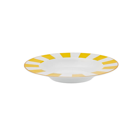 Karaca Circus Porcelain Pasta Bowl, 20cm, Yellow White Gold