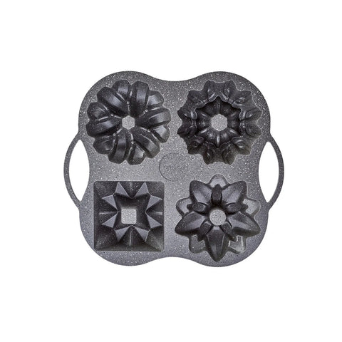 Karaca Cake Pro Aluminium Cast Decorative Bundt Cake Tin, 4 Piece, 28cmx35cm, Anthracite