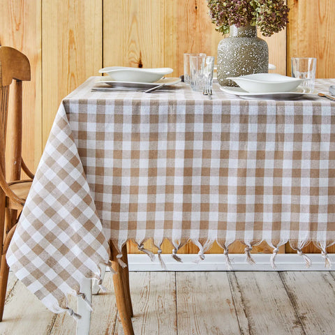 Sarah Anderson Square Tablecloth, 140cmx140cm, White Beige