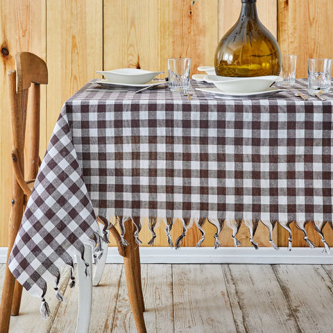 Sarah Anderson Square Tablecloth, 140cmx140cm, White Brown