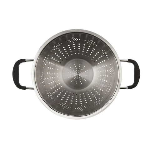 Karaca Liva Stainless Steel Colander, 24cm, Black Silver