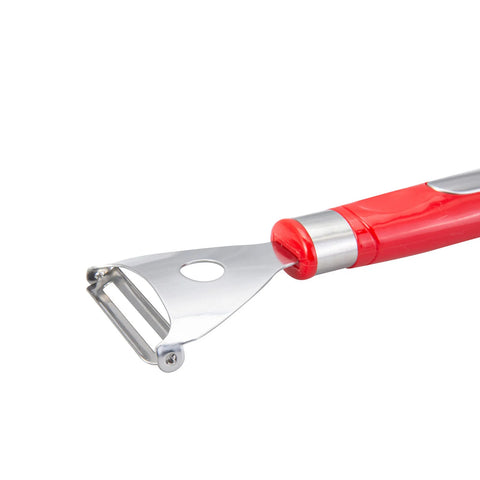 Karaca Retro Stainless Steel Y-Shaped Peeler, 21.3cm, Red Silver