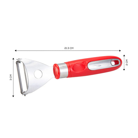 Karaca Retro Stainless Steel Y-Shaped Peeler, 21.3cm, Red Silver