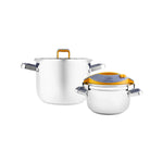 Karaca Orbit 2-Piece Stainless Steel Induction Pressure Cooker Set, 4L+6L, Yellow Silver