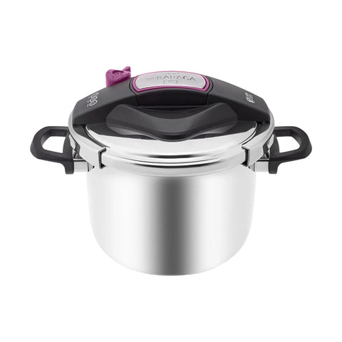 Karaca Perfect 2-Piece Stainless Steel Induction Pressure Cooker Set, 4L+6L, Purple Black Silver