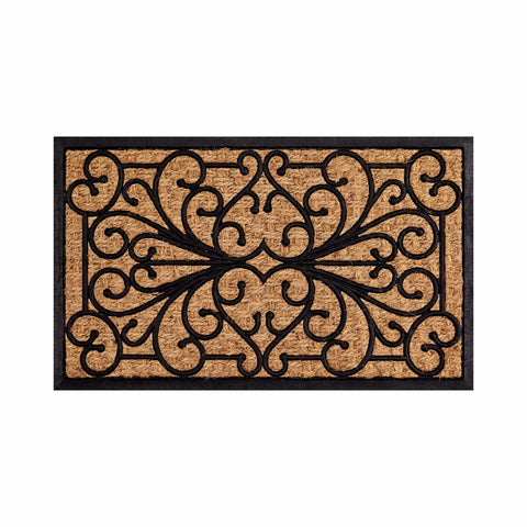 Kasmir Rugs Damask 100% Natural Coconut Shell Fiber Door Mat, 45cmx75cm, Multi