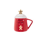 Karaca New Year Christmas Porcelain Mug with Lid and Spoon, 360ml, Multi