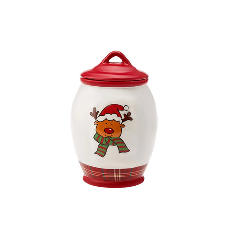 Karaca New Year Christmas Jon Ceramic Storage Jar, 1600ml, Multi