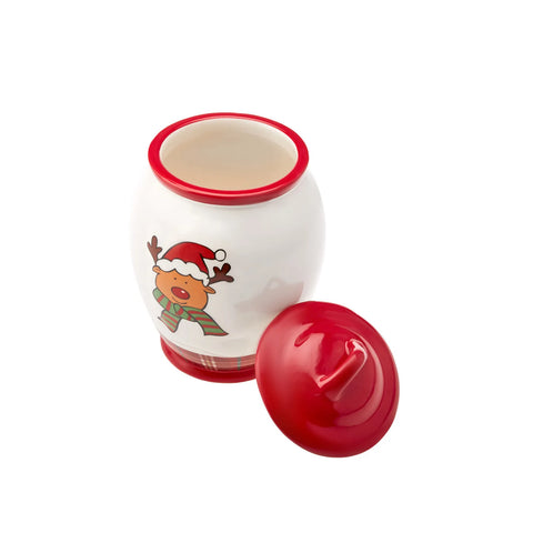 Karaca New Year Christmas Jon Ceramic Storage Jar, 1600ml, Multi