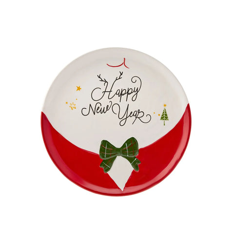 Karaca New Year Christmas Ceramic Dinner Plate, 27cm, Multi