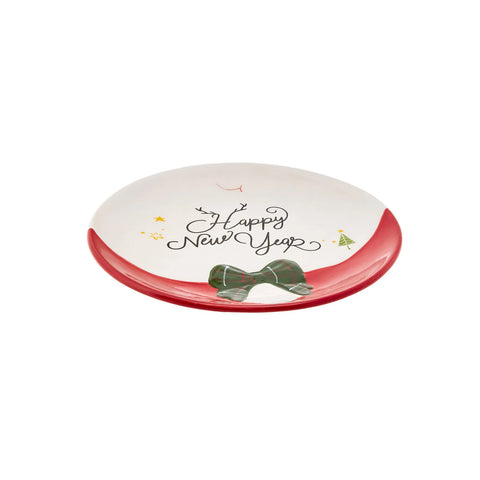 Karaca New Year Christmas Ceramic Side Plate, 20cm, Multi