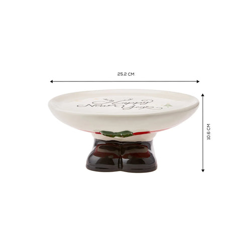 Karaca New Year Christmas Ceramic Cake Stand, 25.2cmx25.2cmx10.6cm, Multi