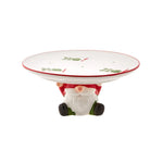 Karaca New Year Christmas Hoho Ceramic Cake Stand, 26.3cmx26.3cmx11.5cm, Multi