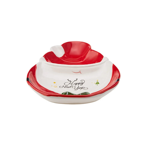 Karaca New Year Christmas Ceramic Serving Bowl, 22cmx11cmx3cm, Multi