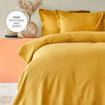 Karaca Home Back To Basic 100% Turkish Cotton Duvet Cover Set with Bed Sheet, Single, Mustard