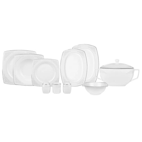 Karaca Zeyna 60-Piece Porcelain Dinner Set for 12 People, Cream